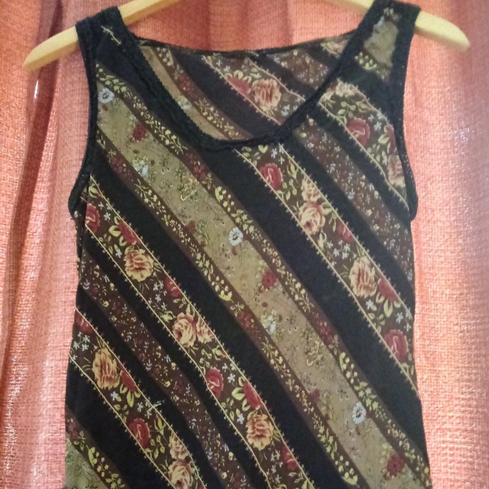 J. Crew 100% Washed Silk Rose-Print Cami/Tank (M)